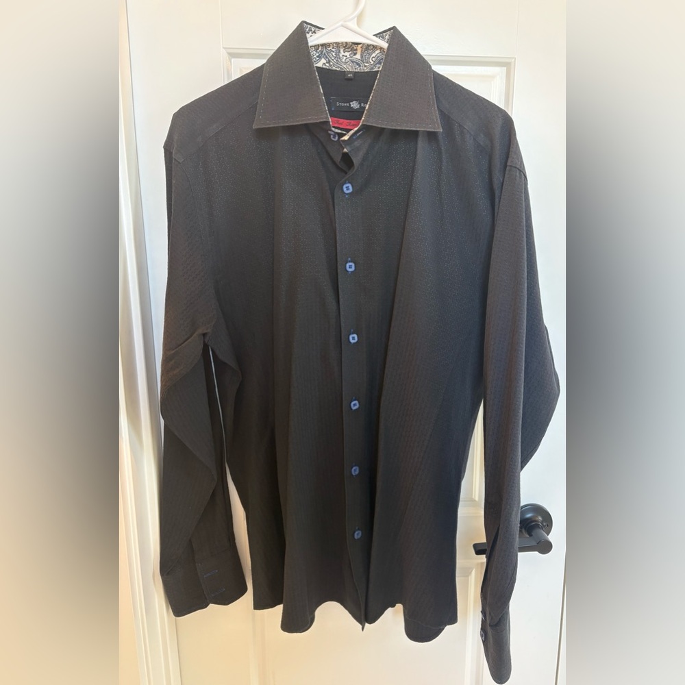 Men's Black Stone Rose Dress Shirt Size 4L